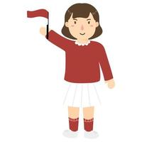 girl on indonesia independence day with flag vector