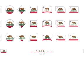 conjunto de banderas de california, banderas simples de california con tres efectos diferentes. vector