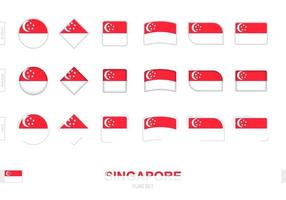 Singapore flag set, simple flags of Singapore with three different effects. vector