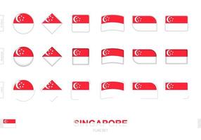 conjunto de banderas de singapur, banderas simples de singapur con tres efectos diferentes. vector