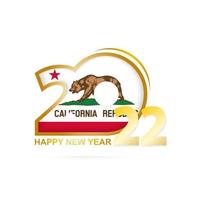 Year 2022 with California Flag pattern. Happy New Year Design. vector