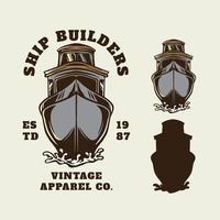 Vintage logotypes ship builder vector illustration