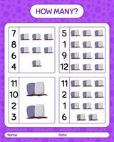 How many counting game with tombstone. worksheet for preschool kids, kids activity sheet vector