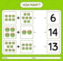 How many counting game with frankenstein. worksheet for preschool kids, kids activity sheet vector