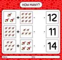 How many counting game with eyeball. worksheet for preschool kids, kids activity sheet vector