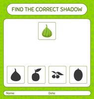 Find the correct shadows game with indian fig. worksheet for preschool kids, kids activity sheet vector