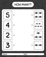How many counting game with spider. worksheet for preschool kids, kids activity sheet vector