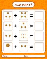 How many counting game with lollipop. worksheet for preschool kids, kids activity sheet vector