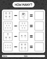 How many counting game with ghost. worksheet for preschool kids, kids activity sheet vector