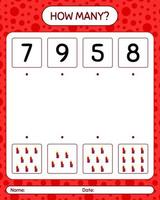 How many counting game with candle. worksheet for preschool kids, kids activity sheet vector