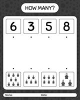 How many counting game with grim reaper. worksheet for preschool kids, kids activity sheet vector