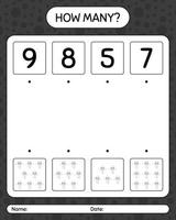 How many counting game with ghost. worksheet for preschool kids, kids activity sheet vector