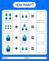 How many counting game with chemistry tube. worksheet for preschool kids, kids activity sheet vector