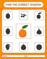 Find the correct shadows game with imbe. worksheet for preschool kids, kids activity sheet vector