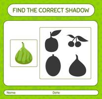 Find the correct shadows game with indian fig. worksheet for preschool kids, kids activity sheet vector