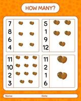 How many counting game with balloon. worksheet for preschool kids, kids activity sheet vector