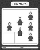 How many counting game with grim reaper. worksheet for preschool kids, kids activity sheet vector