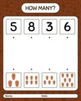 How many counting game with coffin. worksheet for preschool kids, kids activity sheet vector