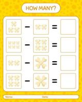 How many counting game with bone. worksheet for preschool kids, kids activity sheet vector