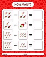 How many counting game with eyeball. worksheet for preschool kids, kids activity sheet vector