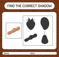 encuentra el juego de sombras correcto con tamarindo. hoja de trabajo para niños en edad preescolar, hoja de actividades para niños vector