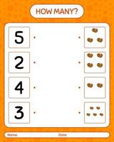 How many counting game with balloon. worksheet for preschool kids, kids activity sheet vector