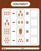 How many counting game with coffin. worksheet for preschool kids, kids activity sheet vector