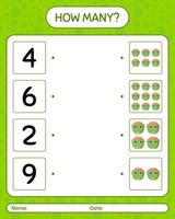 How many counting game with frankenstein. worksheet for preschool kids, kids activity sheet vector