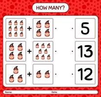 How many counting game with witch. worksheet for preschool kids, kids activity sheet vector