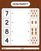 How many counting game with coffin. worksheet for preschool kids, kids activity sheet vector