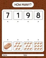 How many counting game with coffin. worksheet for preschool kids, kids activity sheet vector