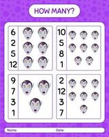 How many counting game with vampire. worksheet for preschool kids, kids activity sheet vector