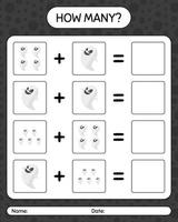 How many counting game with ghost. worksheet for preschool kids, kids activity sheet vector