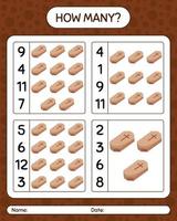 How many counting game with coffin. worksheet for preschool kids, kids activity sheet vector