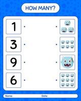 How many counting game with zombie. worksheet for preschool kids, kids activity sheet vector