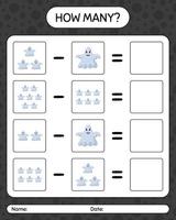How many counting game with ghost. worksheet for preschool kids, kids activity sheet vector
