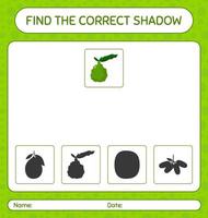 Find the correct shadows game with kaffir lime. worksheet for preschool kids, kids activity sheet vector