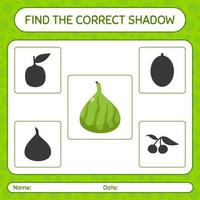 encuentra el juego de sombras correcto con indian fig. hoja de trabajo para niños en edad preescolar, hoja de actividades para niños vector