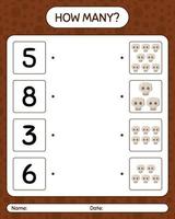 How many counting game with skull. worksheet for preschool kids, kids activity sheet vector