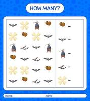 How many counting game with halloween icon. worksheet for preschool kids, kids activity sheet vector