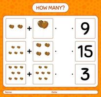 How many counting game with balloon. worksheet for preschool kids, kids activity sheet vector