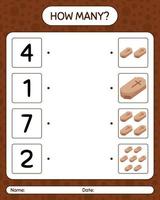 How many counting game with coffin. worksheet for preschool kids, kids activity sheet vector