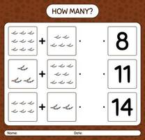 How many counting game with bat. worksheet for preschool kids, kids activity sheet vector