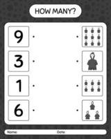How many counting game with grim reaper. worksheet for preschool kids, kids activity sheet vector