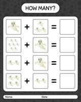 How many counting game with ghost. worksheet for preschool kids, kids activity sheet vector