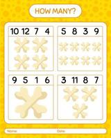How many counting game with bone. worksheet for preschool kids, kids activity sheet vector