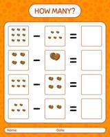 How many counting game with balloon. worksheet for preschool kids, kids activity sheet vector