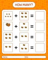 How many counting game with balloon. worksheet for preschool kids, kids activity sheet vector