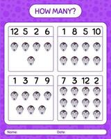 How many counting game with vampire. worksheet for preschool kids, kids activity sheet vector