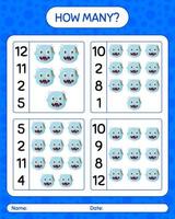 How many counting game with zombie. worksheet for preschool kids, kids activity sheet vector